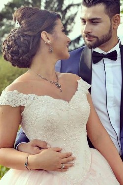 Ball Gown Off-the-Shoulder Lace Tulle Wedding Dresses Bridal Gowns 3030259