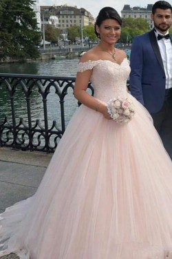Ball Gown Off-the-Shoulder Lace Tulle Wedding Dresses Bridal Gowns 3030259