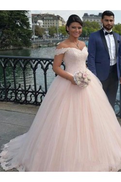 Ball Gown Off-the-Shoulder Lace Tulle Wedding Dresses Bridal Gowns 3030259