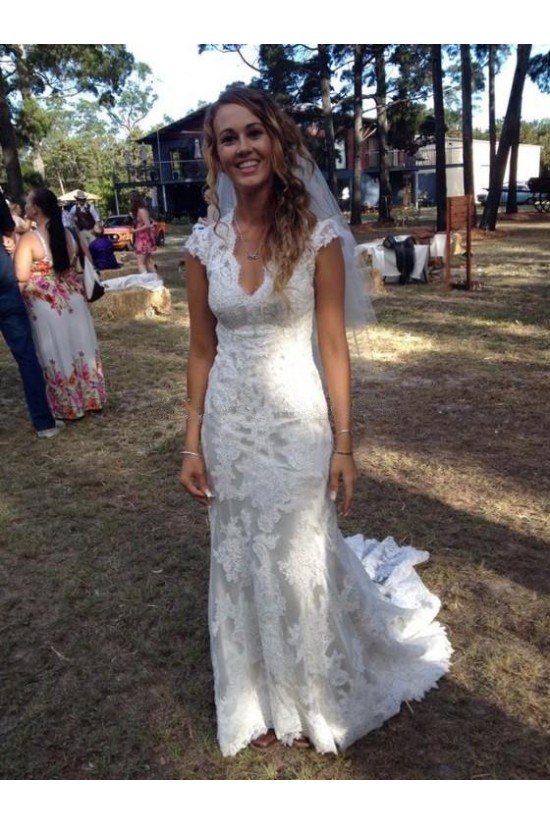 Elegant Lace V-Neck Keyhole Back Wedding Dresses Bridal Gowns 3030268 Elegant Lace V-Neck Keyhole Back Wedding Dresses Bridal Gowns 3030268