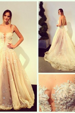 A-Line Sheer Lace Wedding Dresses Bridal Gowns 3030272