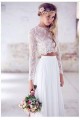 Long Sleeves Lace Chiffon Two Pieces Wedding Dresses Bridal Gowns 3030274