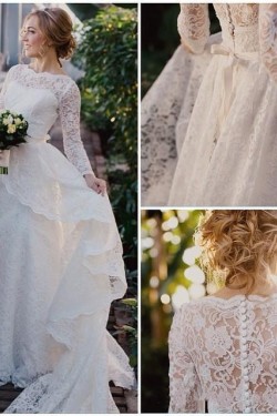 Long Sleeves Lace Wedding Dresses Bridal Gowns 3030275