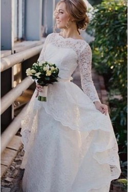 Long Sleeves Lace Wedding Dresses Bridal Gowns 3030275