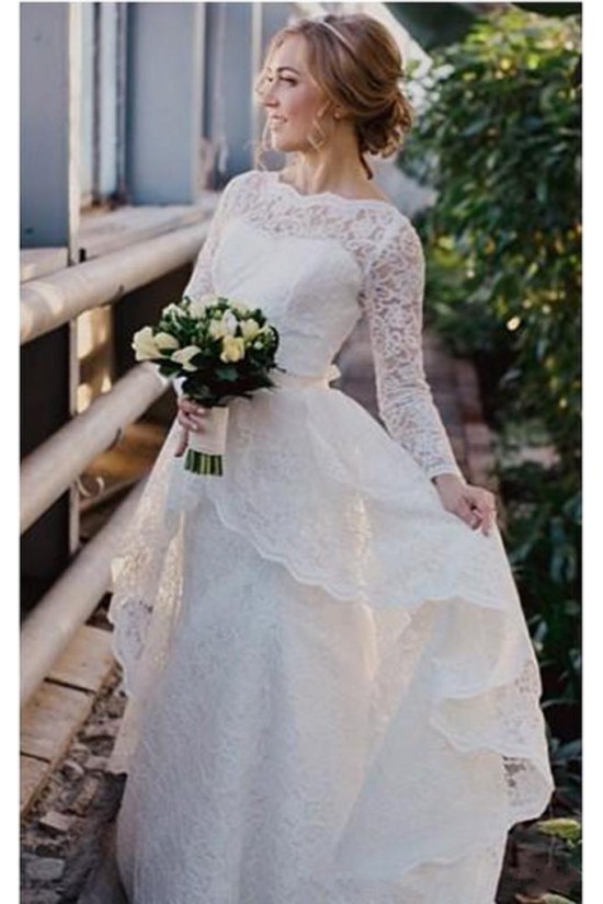 Long Sleeves Lace Wedding Dresses Bridal Gowns 3030275