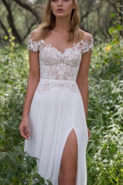 Lace Chiffon Off-the-Shoulder Wedding Dresses Bridal Gowns 3030276