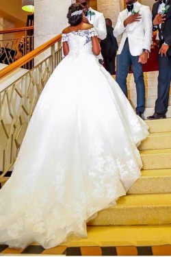 Lace Ball Gown Off-the-Shoulder Plus Size Wedding Dresses Bridal Gowns 3030280