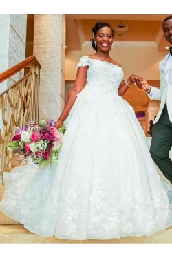 Lace Ball Gown Off-the-Shoulder Plus Size Wedding Dresses Bridal Gowns 3030280