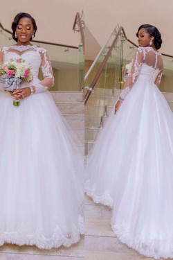 Long Sleeves Lace Plus Size Wedding Dresses Bridal Gowns 3030281