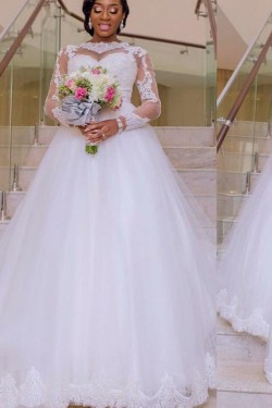Long Sleeves Lace Plus Size Wedding Dresses Bridal Gowns 3030281