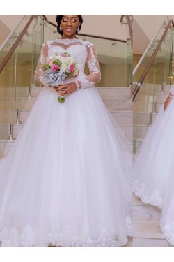Long Sleeves Lace Plus Size Wedding Dresses Bridal Gowns 3030281