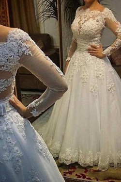 Long Sleeves Lace Wedding Dresses Bridal Gowns 3030284