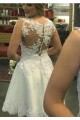 A-Line Short Illusion Neckline Lace Wedding Dresses Bridal Gowns 3030290