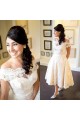 A-Line Lace Off-the-Shoulder Tea Length Wedding Dresses Bridal Gowns 3030292