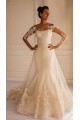 Long Sleeves Lace Mermaid Illusion Bodice Wedding Dresses Bridal Gowns 3030294