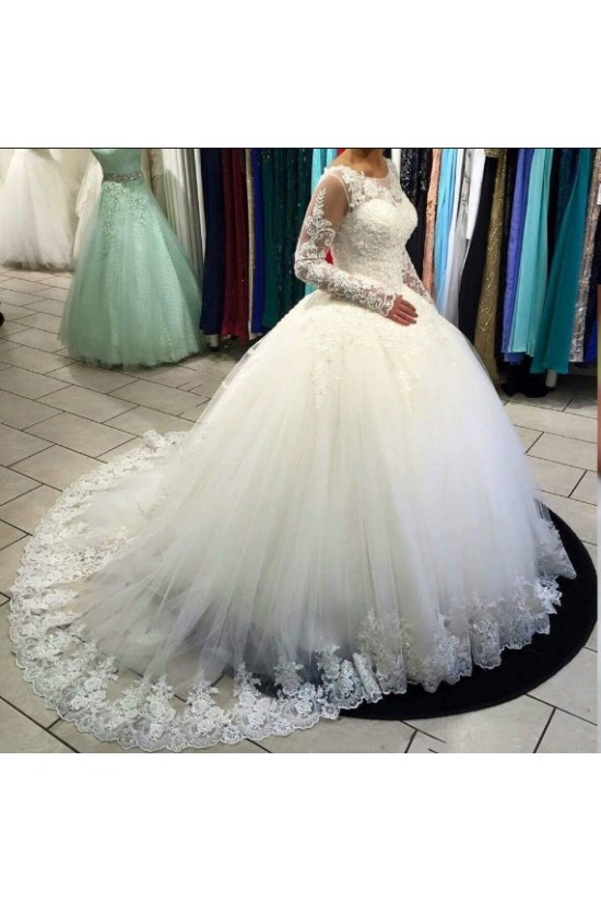 Ball Gown Long Sleeves Lace Tulle Wedding Dresses Bridal Gowns 3030298 Ball Gown Long Sleeves Lace Tulle Wedding Dresses Bridal Gowns 3030298