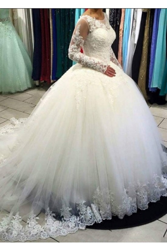 Ball Gown Long Sleeves Lace Tulle Wedding Dresses Bridal Gowns 3030298 Ball Gown Long Sleeves Lace Tulle Wedding Dresses Bridal Gowns 3030298