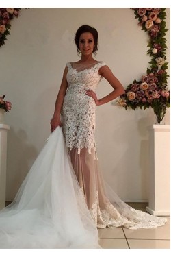 Lace Tulle Sleeveless Wedding Dresses Bridal Gowns 3030299