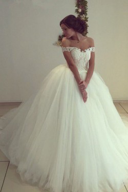 Lace Tulle Ball Gown Off-the-Shoulder Wedding Dresses Bridal Gowns 3030301