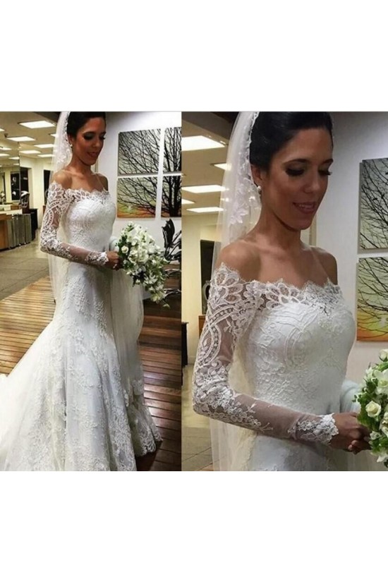 Long Sleeves Lace Off-the-Shoulder Mermaid Wedding Dresses Bridal Gowns 3030302 Long Sleeves Lace Off-the-Shoulder Mermaid Wedding Dresses Bridal Gowns 3030302