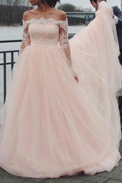 Long Sleeves Off-the-Shoulder Lace Wedding Dresses Bridal Gowns 3030305