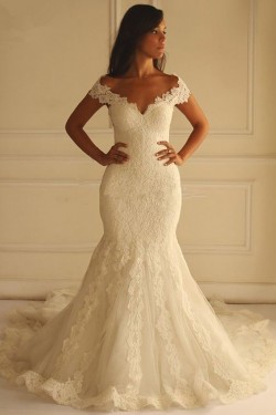 Lace Mermaid Off-the-Shoulder Wedding Dresses Bridal Gowns 3030314