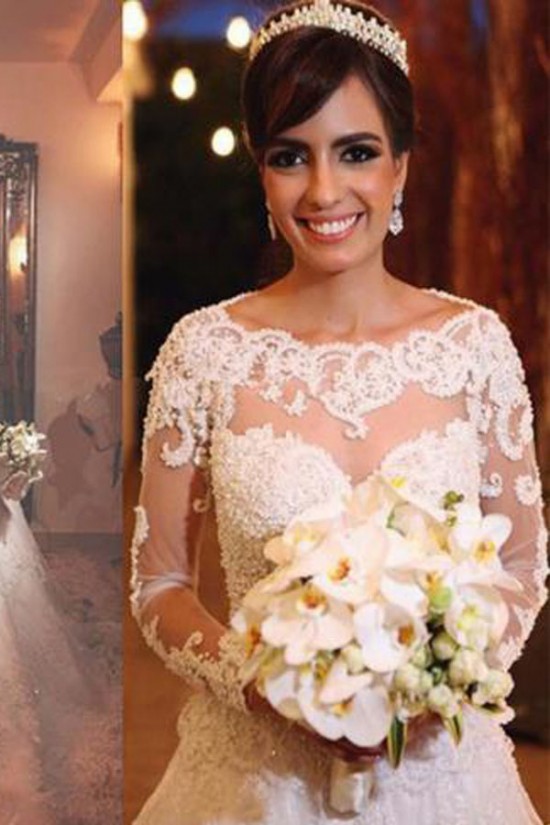 A-Line Long Sleeves Lace Wedding Dresses Bridal Gowns 3030319 A-Line Long Sleeves Lace Wedding Dresses Bridal Gowns 3030319
